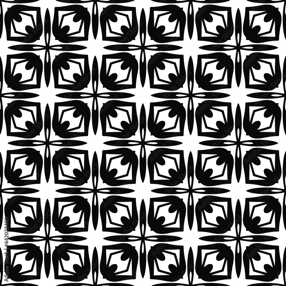 Abstract Flower Tiles. Seamless Vector Pattern Design. Black and white pattern.
Abstract Flower Tiles. Seamless Vector Pattern Design. Black and white pattern.