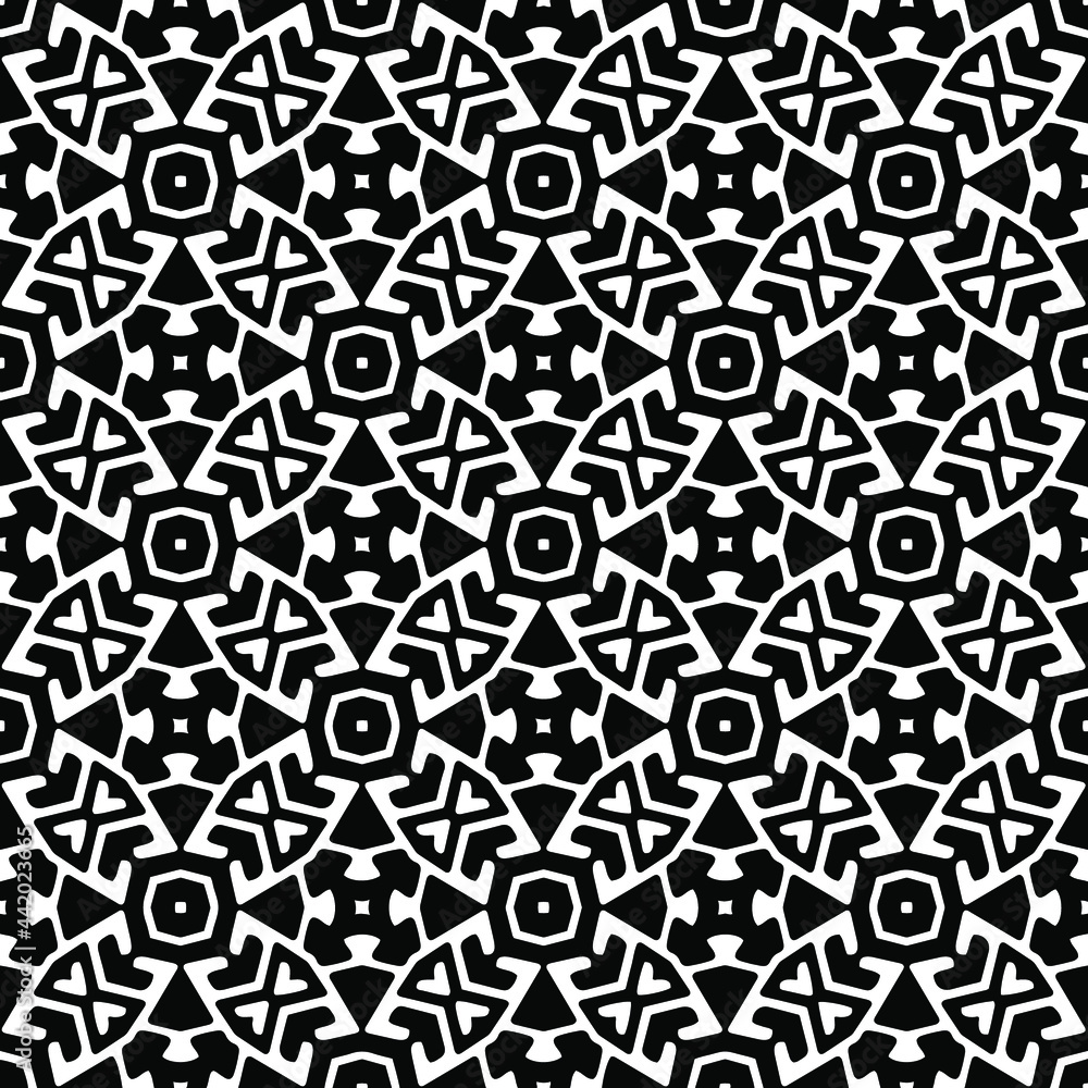 Abstract Flower Tiles. Seamless Vector Pattern Design. Black and white pattern.
Abstract Flower Tiles. Seamless Vector Pattern Design. Black and white pattern.
