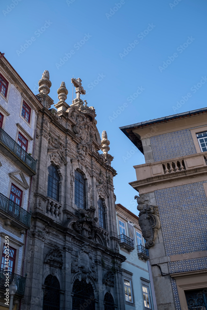 View of the buildings on one of the streets in the historical center of Porto, Portugal.