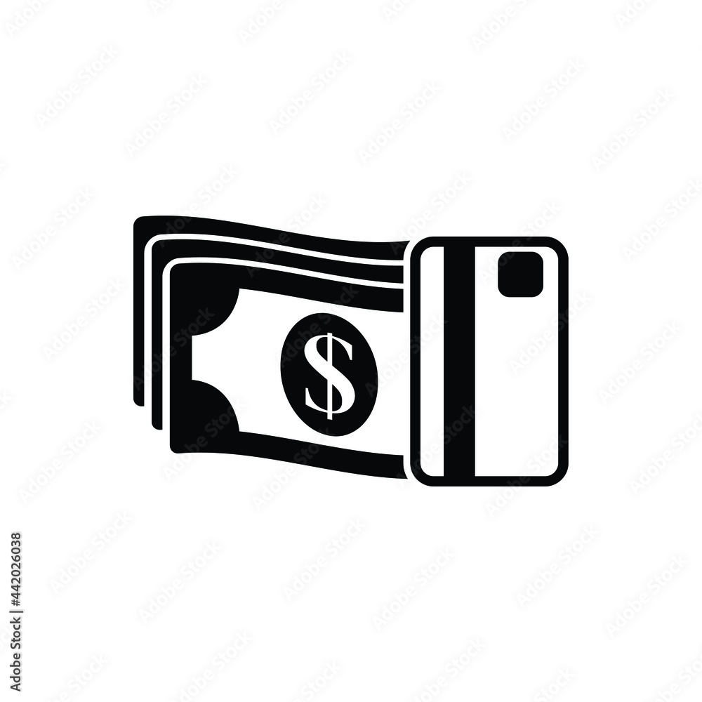 payment icon money with bank card sign vector payment icon money with bank card sign vector