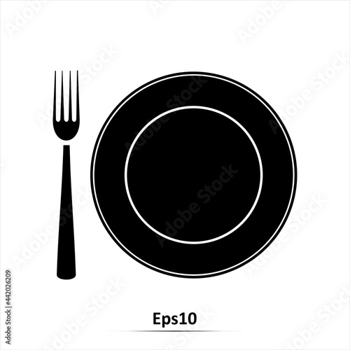 Plate with cutlery. Vector illustration