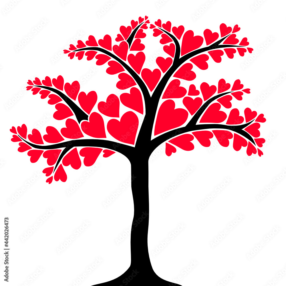 Drzewo z liśćmi w kształcie serc