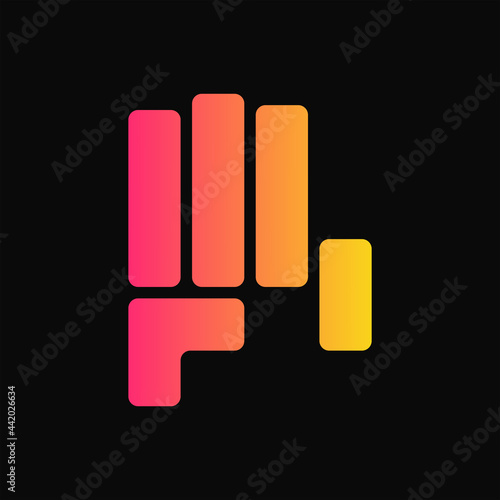 Hand with Three Fingers Up Logo Concept. Gradient, Flat, Modern and Clean Logotype. Yellow and Red. Suitable for Logo, Icon, Symbol and Sign
