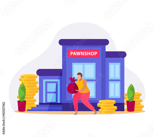 Flat Pawnshop Icon