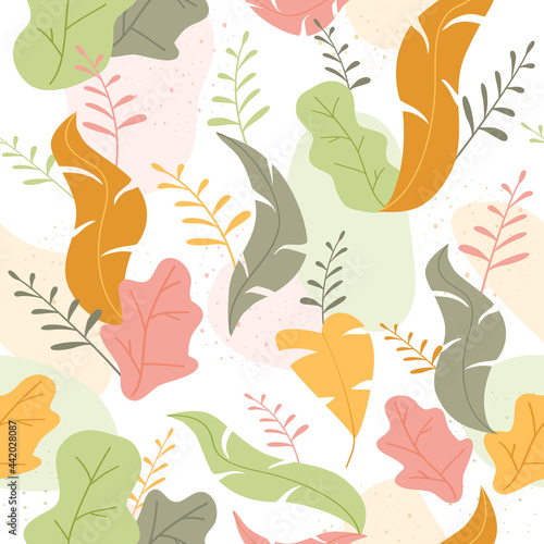 Abstract Seamless Background with Leaves