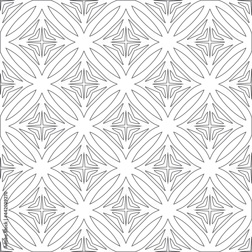 Vector pattern with symmetrical elements . Modern stylish abstract texture. Repeating geometric tiles from striped elements.Black and white pattern.
