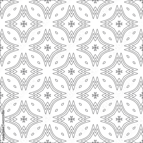 Vector pattern with symmetrical elements . Modern stylish abstract texture. Repeating geometric tiles from striped elements.Black and white pattern. 