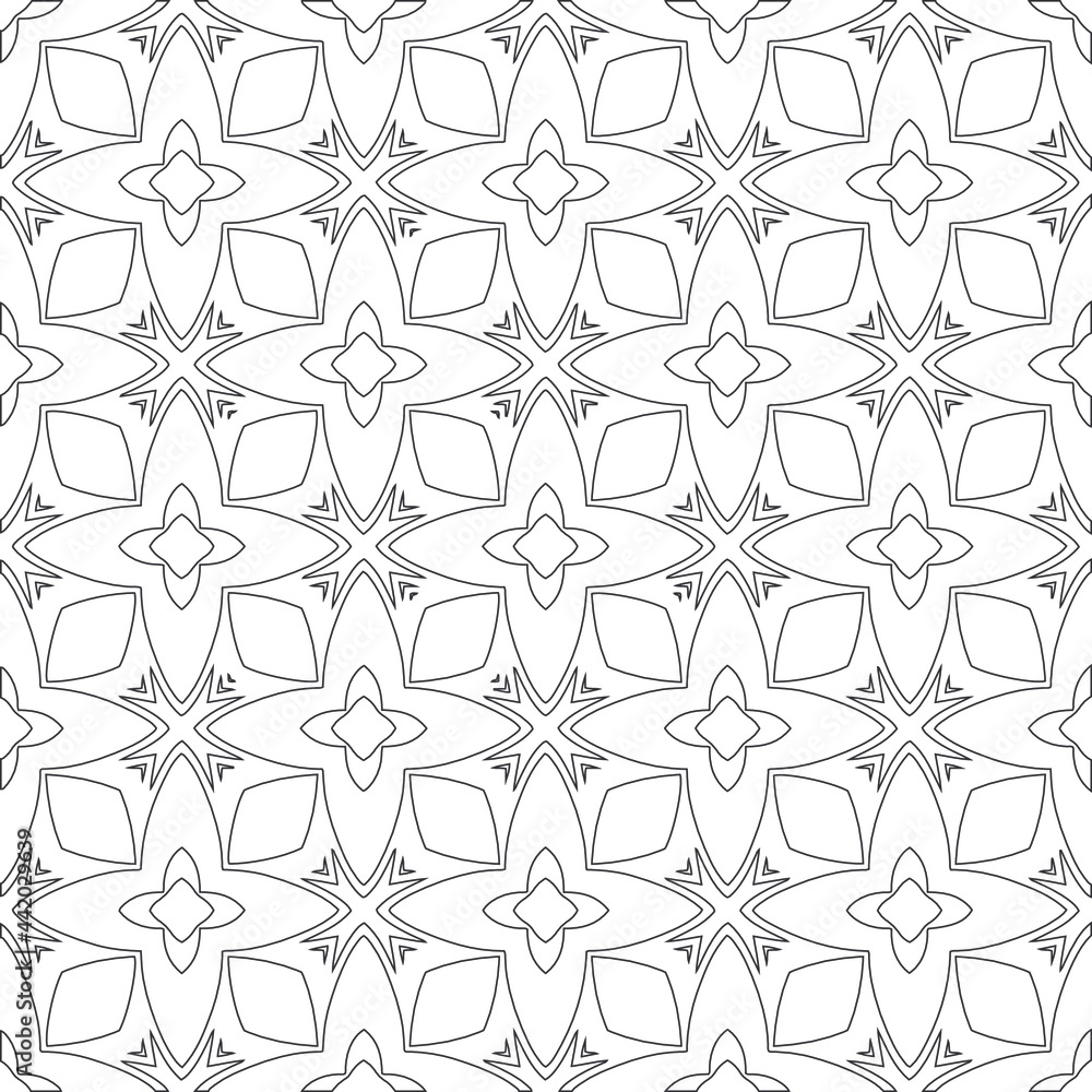Vector pattern with symmetrical elements . Modern stylish abstract texture. Repeating geometric tiles from striped elements.Black and white pattern. Vector pattern with symmetrical elements . Modern stylish abstract texture. Repeating geometric tiles from striped elements.Black and white pattern.