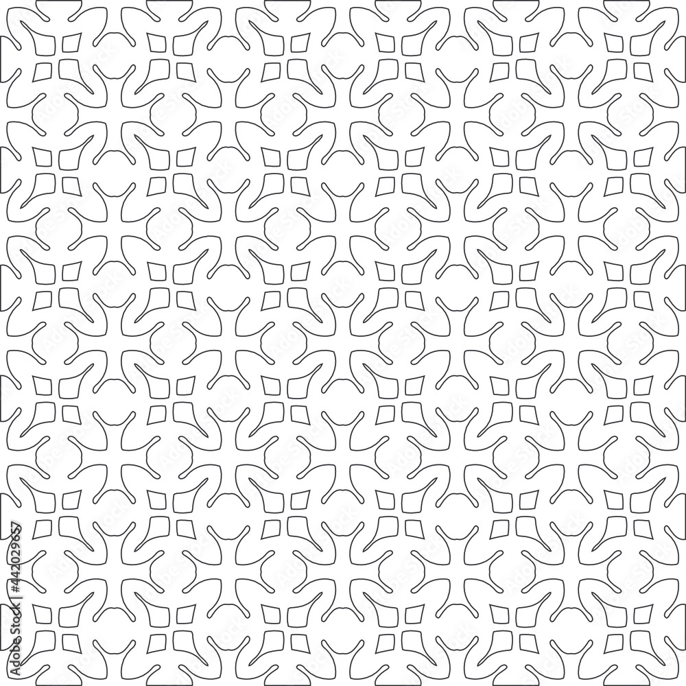 Vector pattern with symmetrical elements . Modern stylish abstract texture. Repeating geometric tiles from striped elements.Black and white pattern. Vector pattern with symmetrical elements . Modern stylish abstract texture. Repeating geometric tiles from striped elements.Black and white pattern.