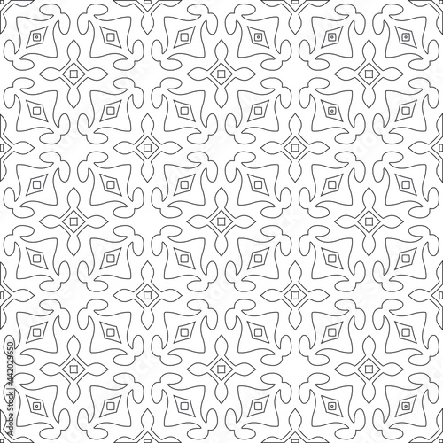 Vector pattern with symmetrical elements . Modern stylish abstract texture. Repeating geometric tiles from striped elements.Black and white pattern.