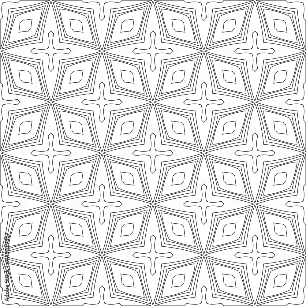 Vector pattern with symmetrical elements . Modern stylish abstract texture. Repeating geometric tiles from striped elements.Black and white pattern. Vector pattern with symmetrical elements . Modern stylish abstract texture. Repeating geometric tiles from striped elements.Black and white pattern.