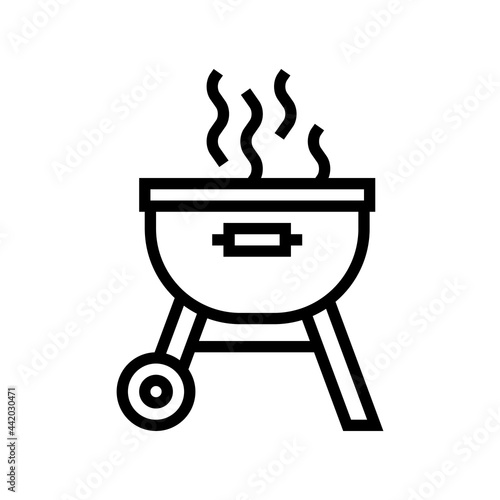 bbq iron summer picnic line icon vector. bbq iron summer picnic sign. isolated contour symbol black illustration