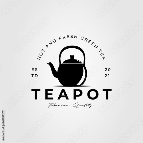 teapot, kettle and tea isolated logo vector illustration design