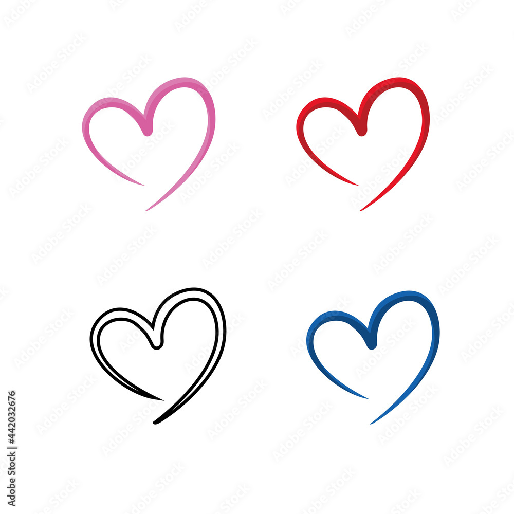 set abstract hearts stylized shapes