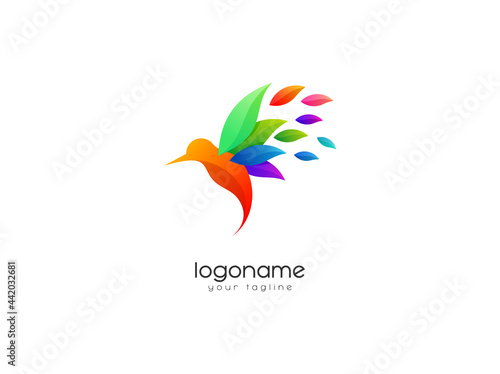 abstract colorful bird logo design template