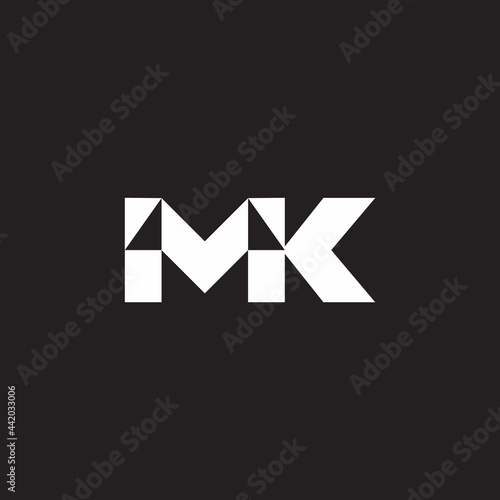 letter mk triangles geometric mosaic logo vector