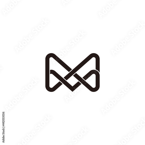 letter mv overlapping linear 3d logo vector
