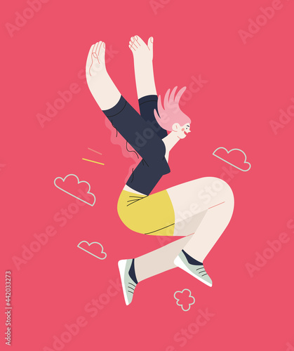 Happiness - happy people jumping in the air cheerfully