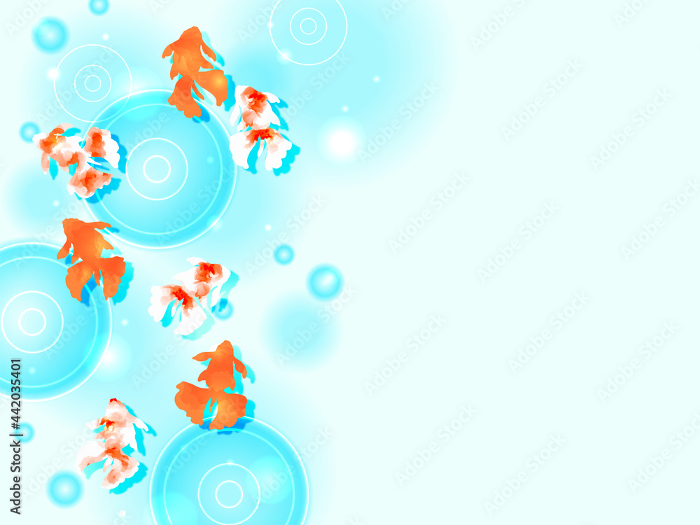 金魚と水面のイラスト背景 金魚と水面のイラスト背景