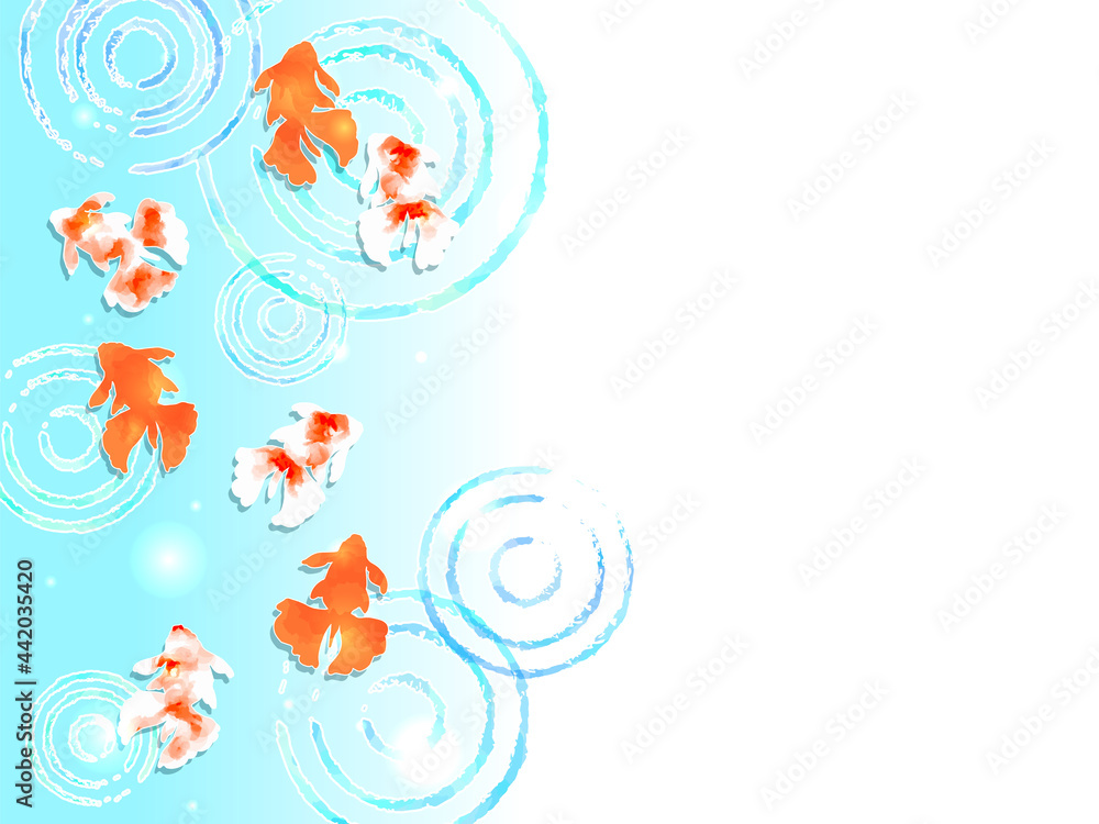 金魚と水面のイラスト背景