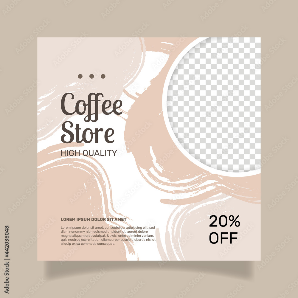 Fototapeta premium Coffee shop squared flyer template. - Vector.