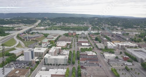 Drone Slowly Flying High over Downtown Chattanooga