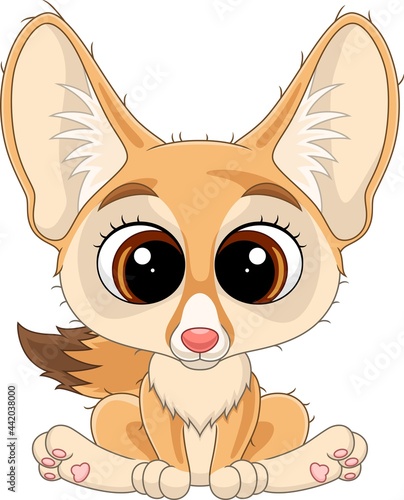 Cartoon cute little fox sitting