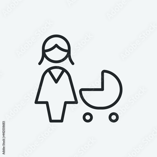 Mother and baby trolley vector icon illustration sign 