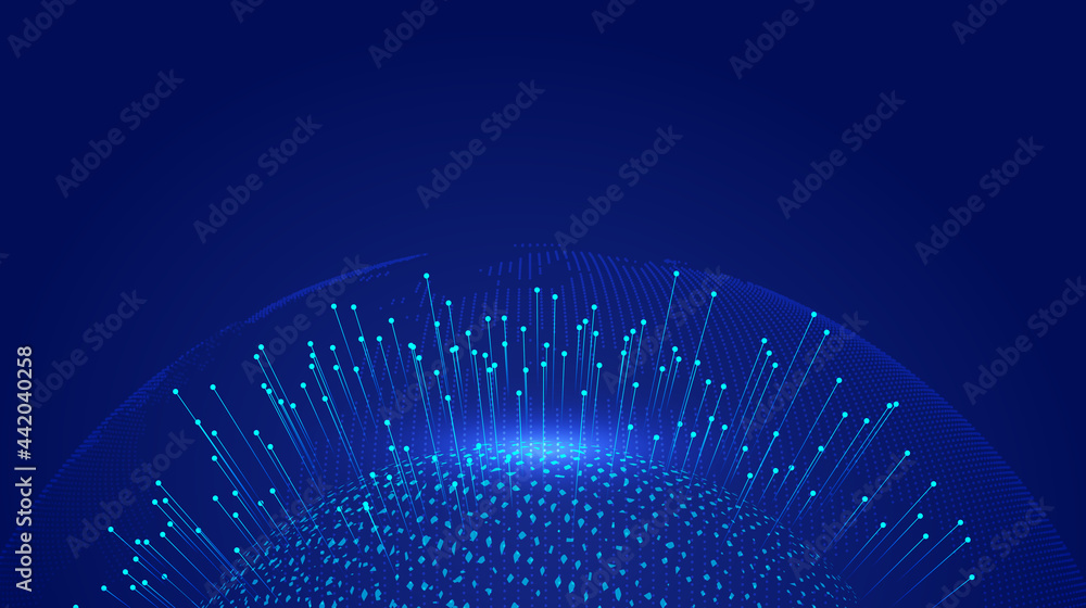 Φωτογραφία Point particle earth rising ray global interconnection internationalization concept background