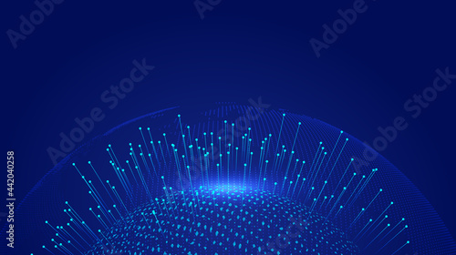 Konstfotografi Point particle earth rising ray global interconnection internationalization concept background