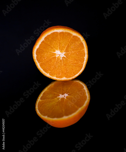 Sliced Orange against a black background