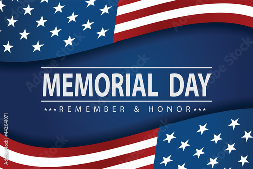 Memorial Day - Remember and honor with USA flag, Vector illustration.