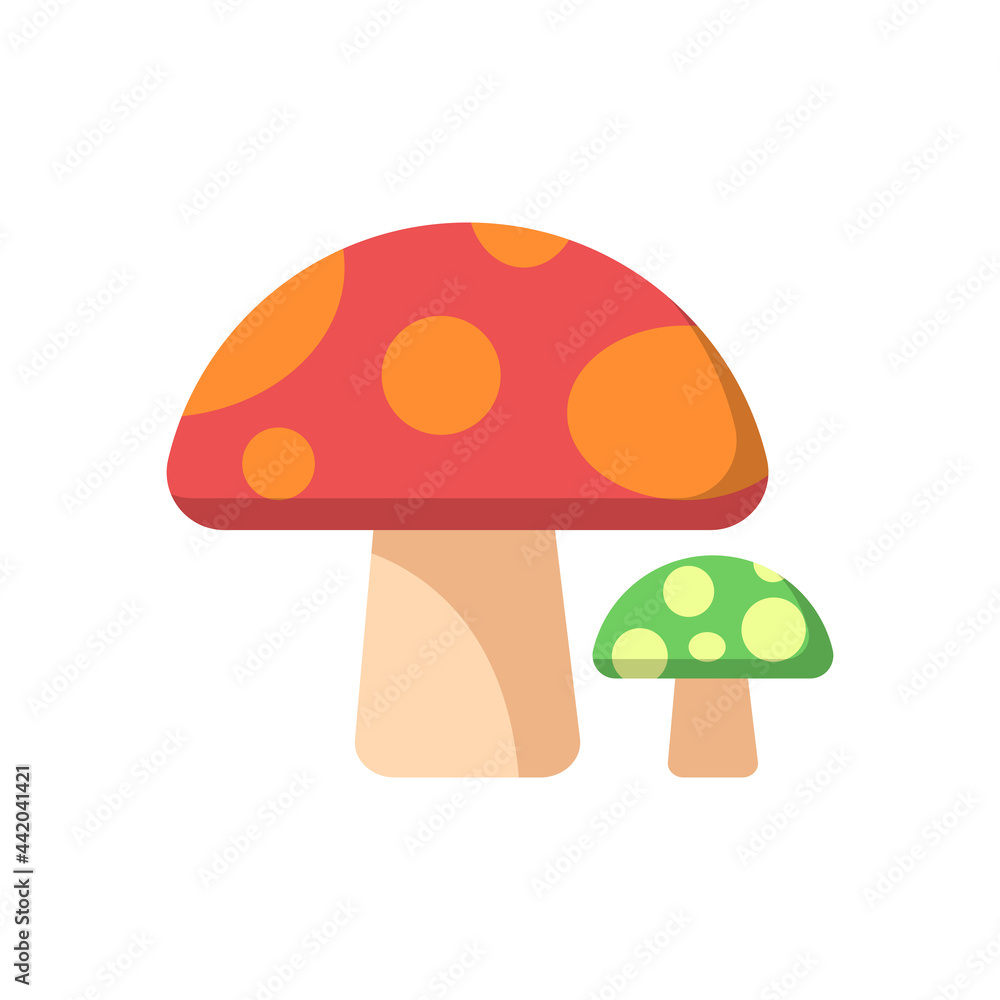 Mushroom icon, flat icon vector illustration isolated on a white background. for the theme of plants, nature, forests and others Mushroom icon, flat icon vector illustration isolated on a white background. for the theme of plants, nature, forests and others