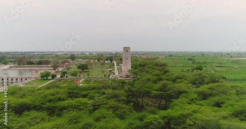 Aerial Shot Of Landmark Monument And Tower At Hiran Minar In Punjabi, Pakistan photo