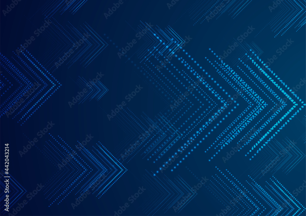 Blue abstract neon dotted lines arrows tech graphic design. Futuristic ...