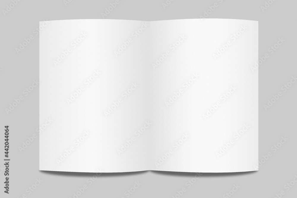 Realistic blank bifold brochure for mockup. Catalog illustration. 3D Render. Realistic blank bifold brochure for mockup. Catalog illustration. 3D Render.