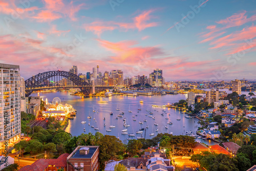 Downtown Sydney skyline in Australia from top view