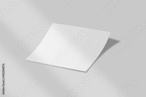 Realistic blank square flyer brochure for mockup. Paper or poster illustration. 3D Render.