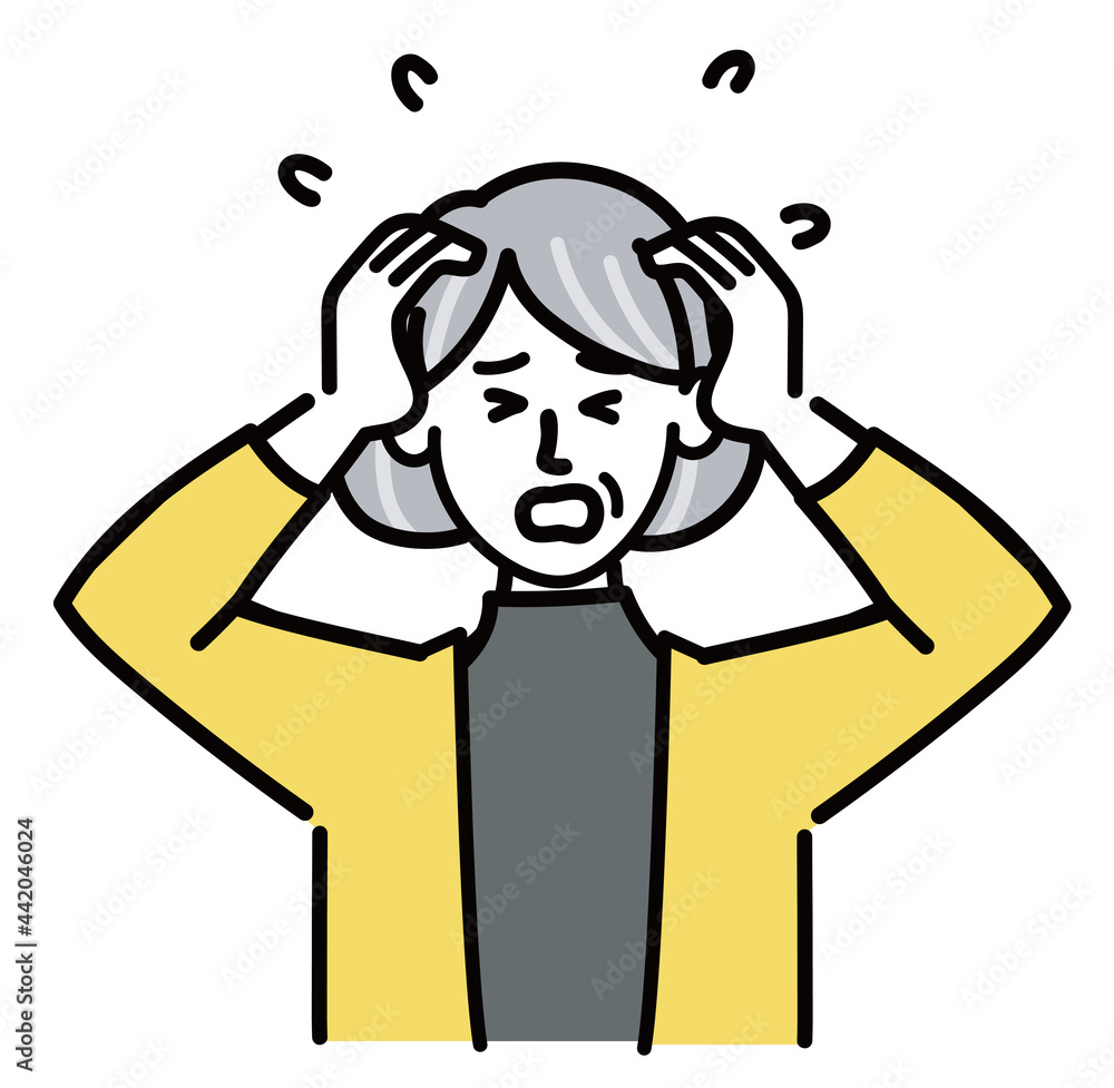 女性　シニア　ベクター　ポップ　焦っている
