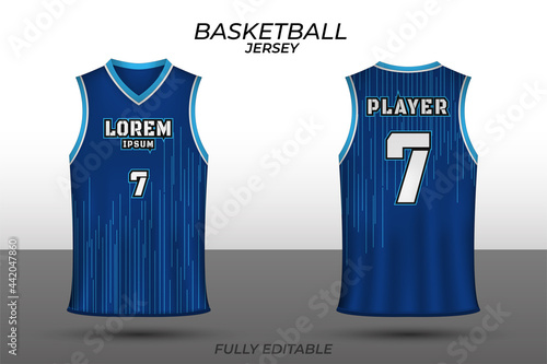 Basketball jersey design template. Uniform front and back. Sports jersey vector.