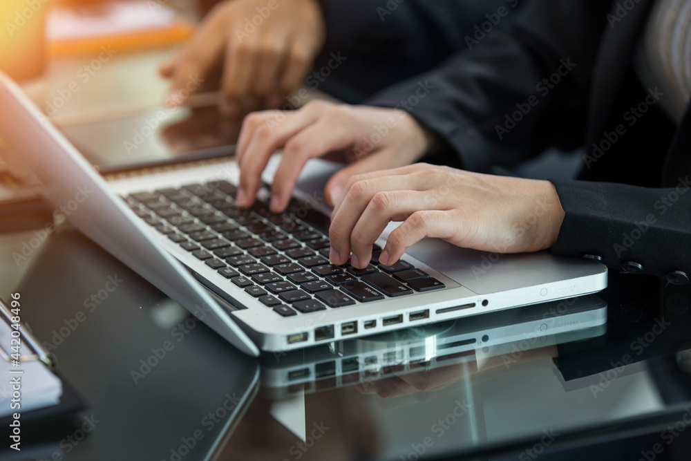 business man on network and using laptop and digital tablet with marketing virtual icon . business man on network and using laptop and digital tablet with marketing virtual icon .