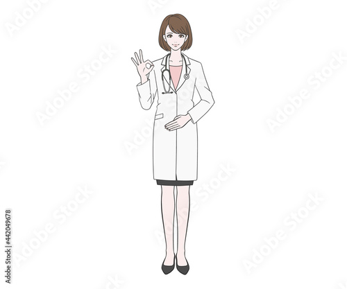 OKマークをつくる女医