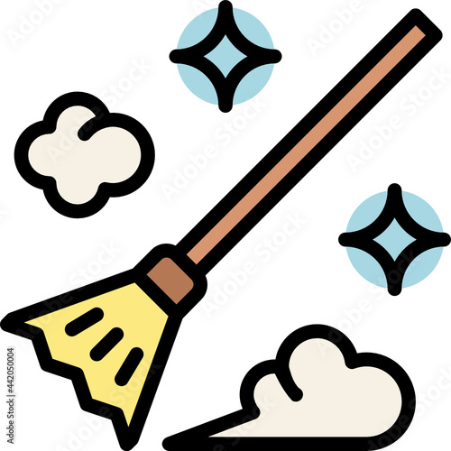 broomstick color outline icon