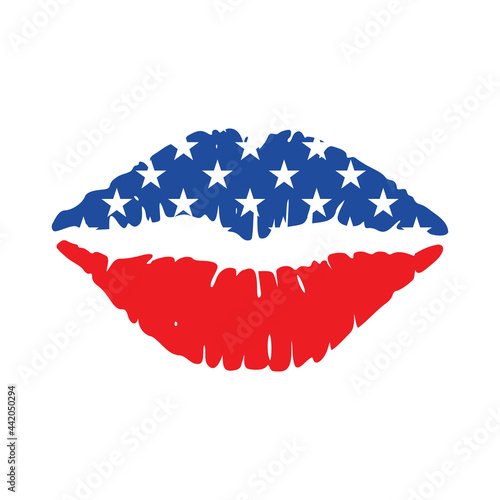 Vector USA Flag Kiss Mark Illustration