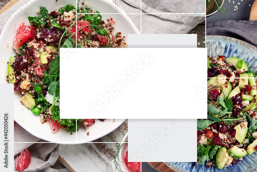 Collage of quinoa salads .Healthy food concept.