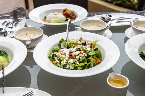 Caesar salad on the table