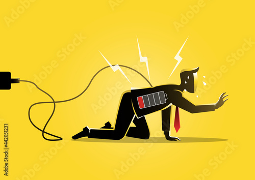 Businessman crawling on the floor