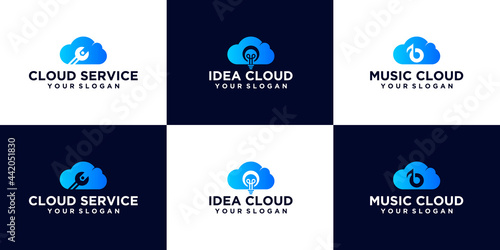 creative logo set abstract technology cloud