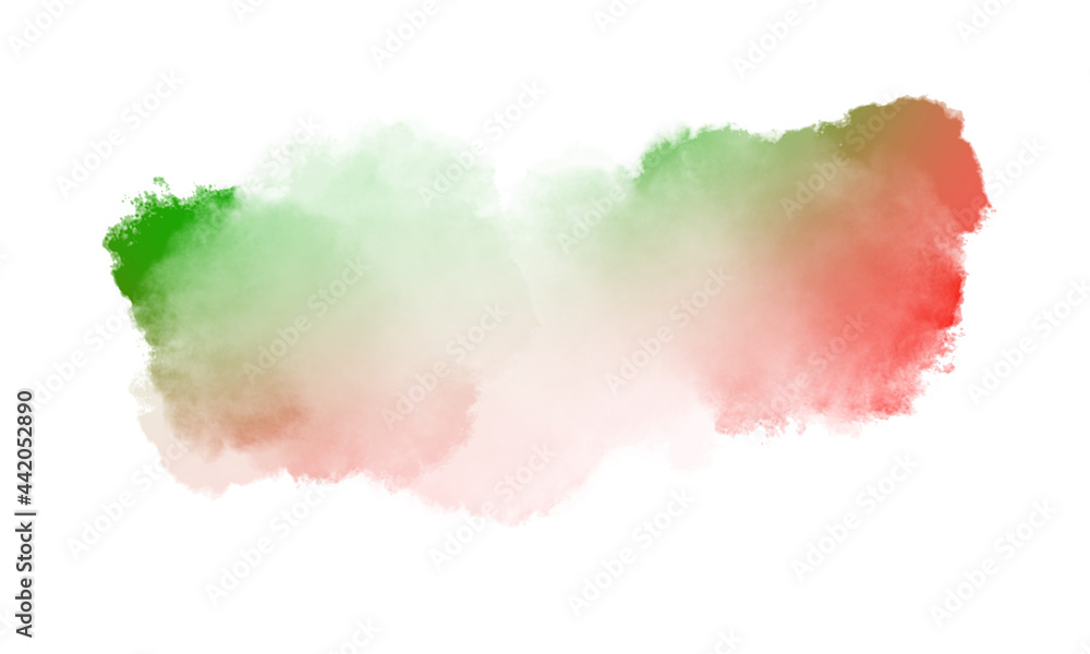 Red Green watercolor scribble texture. Abstract watercolor on a white