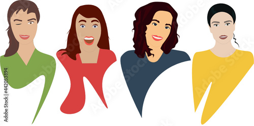 Mujeres diferentes. Gestos. Fondo transparente